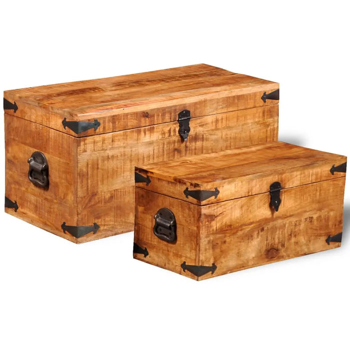 2 Storage Chest Set in Rough Mango Wood - Little and Giant Explorers vidaXL