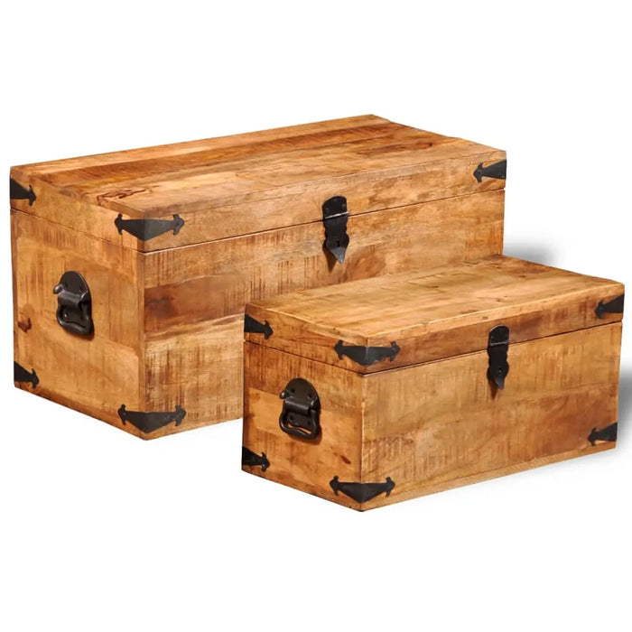 2 Storage Chest Set in Rough Mango Wood - Little and Giant Explorers vidaXL