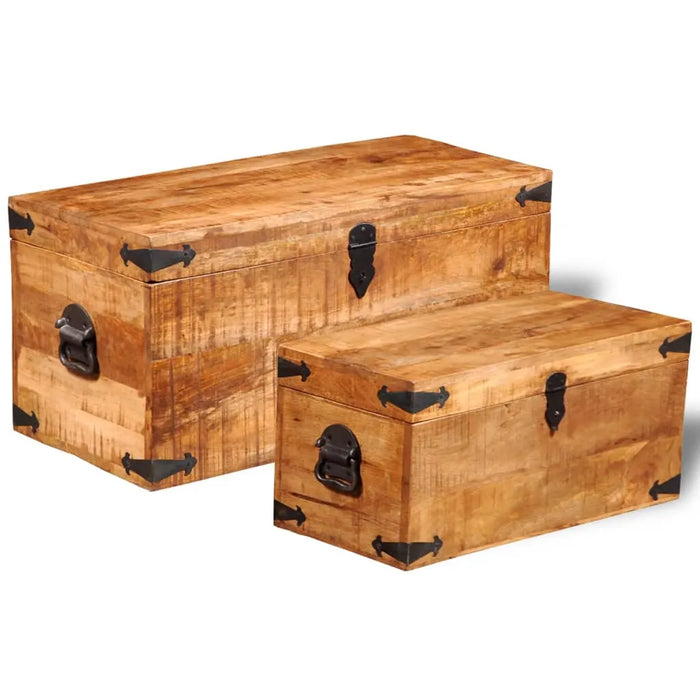 2 Storage Chest Set in Rough Mango Wood - Little and Giant Explorers vidaXL