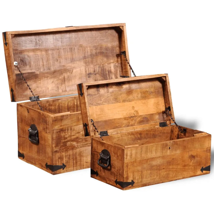 2 Storage Chest Set in Rough Mango Wood - Little and Giant Explorers vidaXL