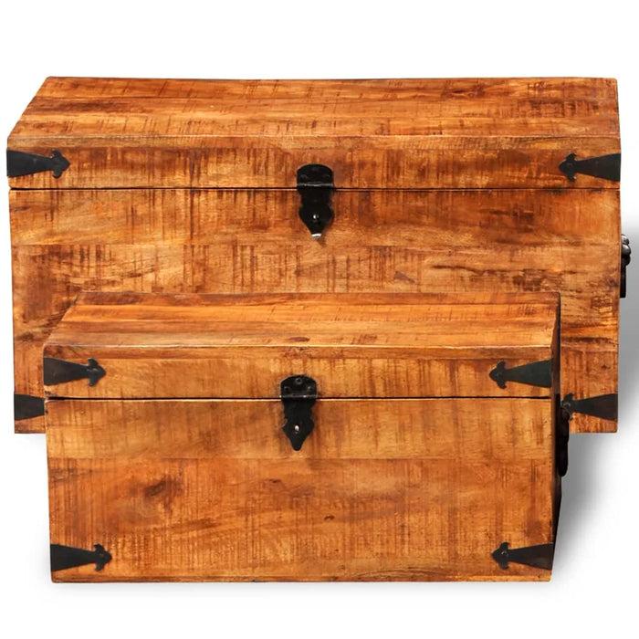 2 Storage Chest Set in Rough Mango Wood - Little and Giant Explorers vidaXL