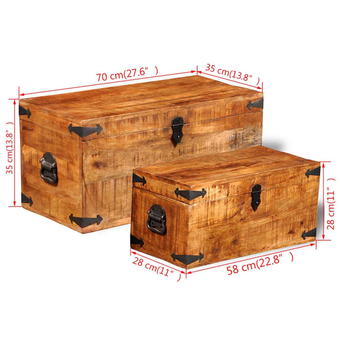 2 Storage Chest Set in Rough Mango Wood - Little and Giant Explorers vidaXL