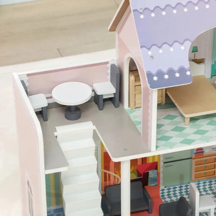 2 Storey Dolls House with 13 Pieces of Furniture and Balcony - Little and Giant Explorers AIYAPLAY