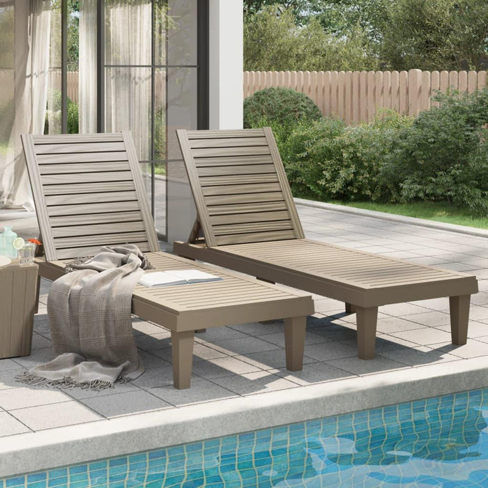 2 Sun Loungers in Light Brown - Little and Giant Explorers vidaXL