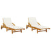 2 Sun Loungers with Cushions in Solid Wood Acacia (200 x 68 x 83cm) - Little and Giant Explorers vidaXL