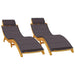 2 Sun Loungers with Dark Grey Cushions in Solid Wood Acacia - Little and Giant Explorers vidaXL