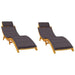 2 Sun Loungers with Dark Grey Cushions in Solid Wood Acacia - Little and Giant Explorers vidaXL