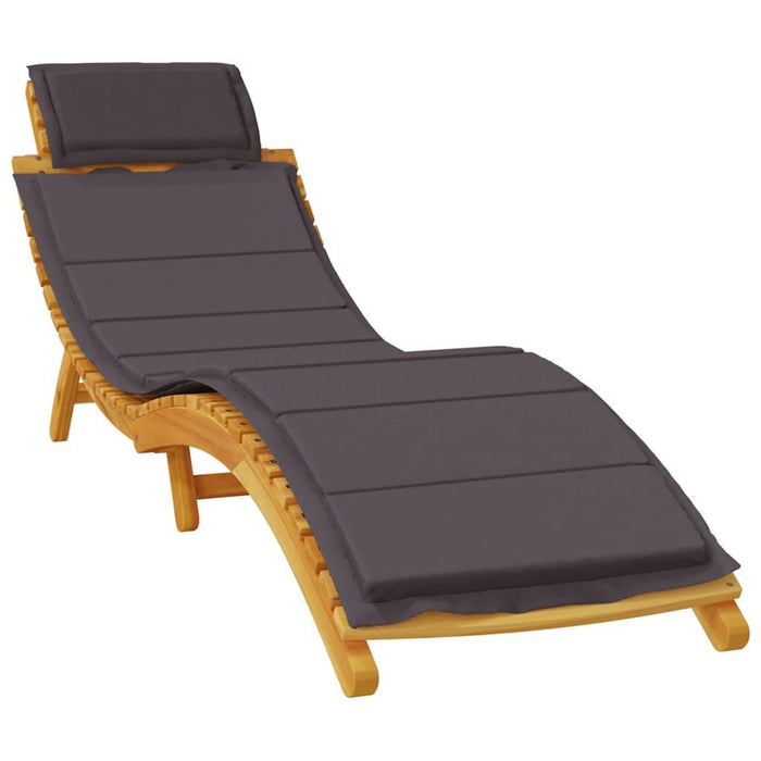 2 Sun Loungers with Dark Grey Cushions in Solid Wood Acacia - Little and Giant Explorers vidaXL