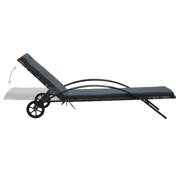 2 Sun Loungers with Table in Anthracite and Poly Rattan - Little and Giant Explorers vidaXL