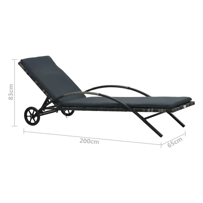 2 Sun Loungers with Table in Anthracite and Poly Rattan - Little and Giant Explorers vidaXL