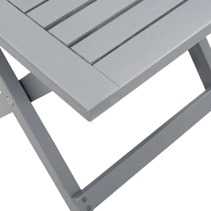 2 Sun Loungers with Table in Grey and Solid Wood Acacia - Little and Giant Explorers vidaXL