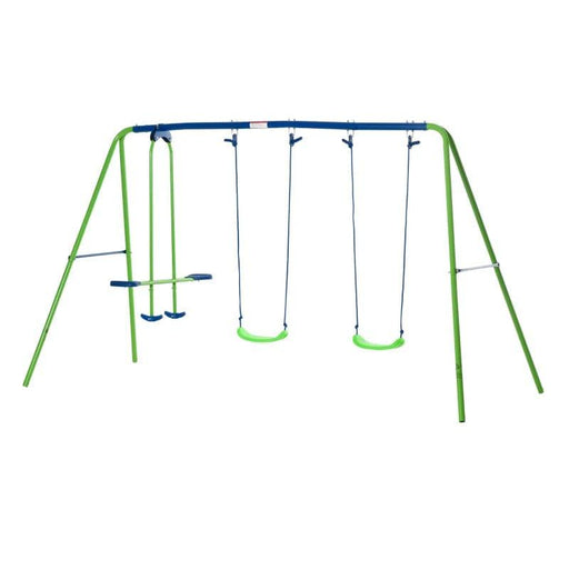 2 Swing Seats and Double Seat Glider Swing Set - Little and Giant Explorers Outsunny