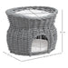 2-Tier Wicker Cat Bed – Hand-Woven Grey Rattan | Cat House with Cushions PAWHUT - Little and Giant Explorers PawHut