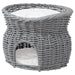 2-Tier Wicker Cat Bed – Hand-Woven Grey Rattan | Cat House with Cushions PAWHUT - Little and Giant Explorers PawHut