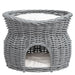 2-Tier Wicker Cat Bed – Hand-Woven Grey Rattan | Cat House with Cushions PAWHUT - Little and Giant Explorers PawHut