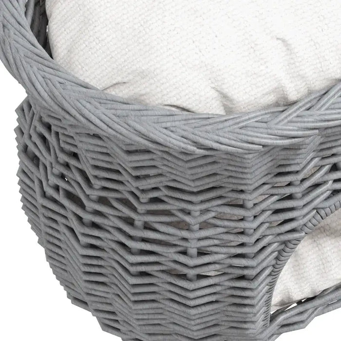 2-Tier Wicker Cat Bed – Hand-Woven Grey Rattan | Cat House with Cushions PAWHUT - Little and Giant Explorers PawHut