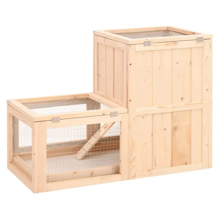 2-Tier Wooden Hamster Cage | Small Animal House - Running Wheel, Tray and Wire Mesh VIDAXL - Little and Giant Explorers vidaXL
