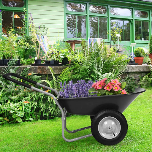 2-Wheel Garden Barrow – Heavy-Duty Steel Frame | 150kg Capacity - Pneumatic Tyres COSTWAY - Little and Giant Explorers Costway