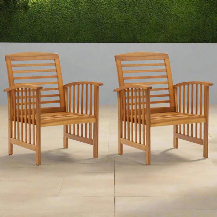 2 Wooden Garden Chairs in Solid Acacia Wood - Little and Giant Explorers vidaXL