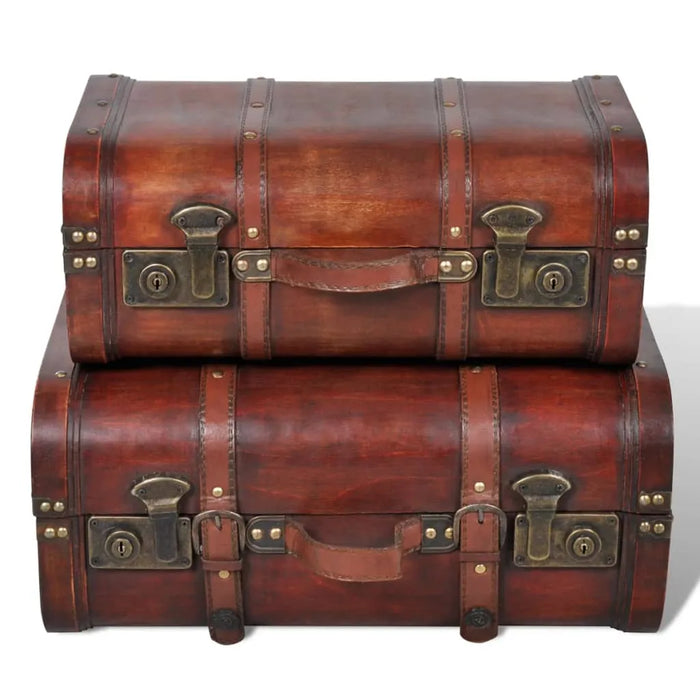 2 Wooden Treasure Chest in Vintage Brown - Little and Giant Explorers vidaXL