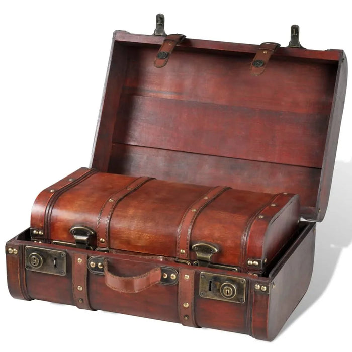 2 Wooden Treasure Chest in Vintage Brown - Little and Giant Explorers vidaXL