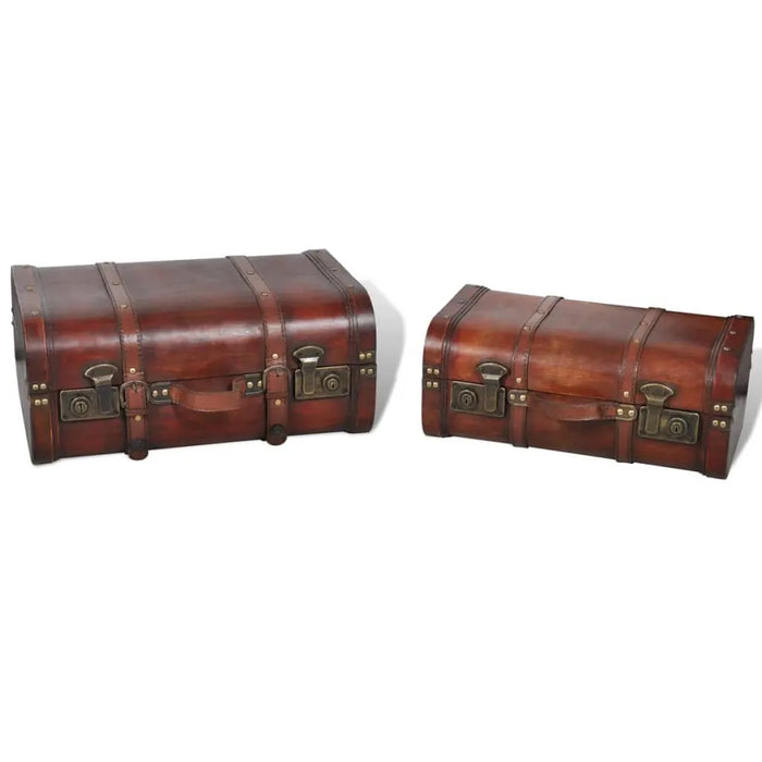 2 Wooden Treasure Chest in Vintage Brown - Little and Giant Explorers vidaXL