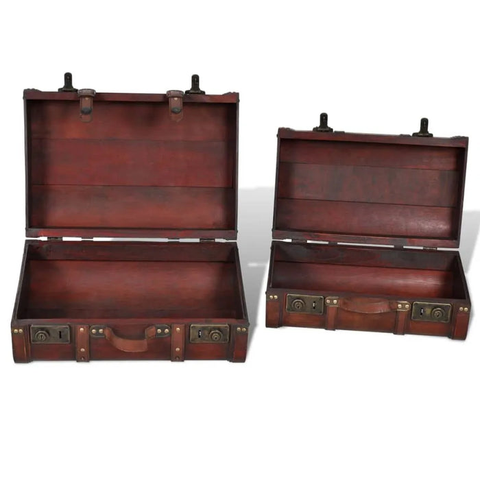 2 Wooden Treasure Chest in Vintage Brown - Little and Giant Explorers vidaXL