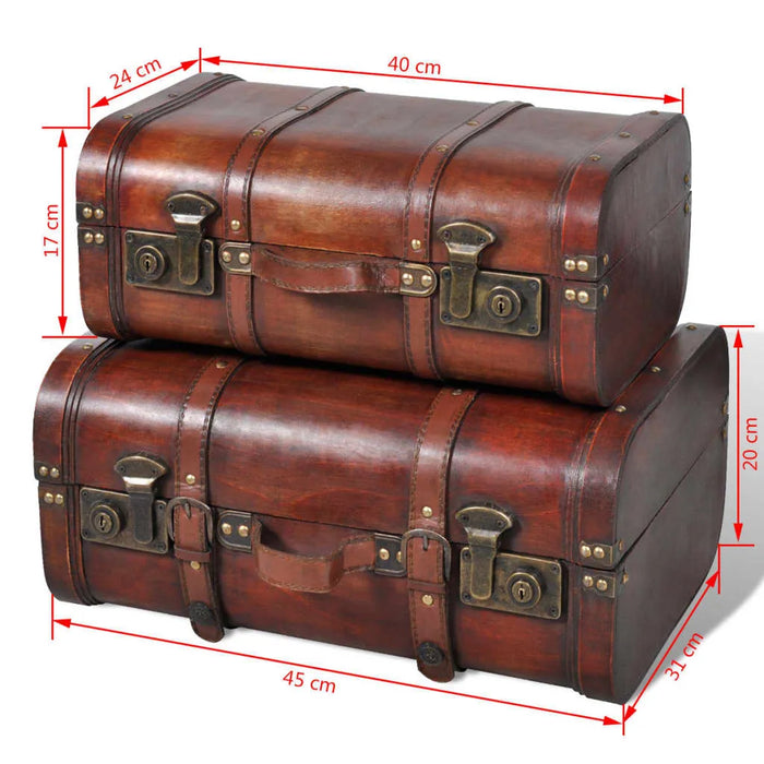 2 Wooden Treasure Chest in Vintage Brown - Little and Giant Explorers vidaXL