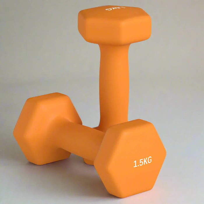 2 x 1.5kg Hexagonal Dumbbells Weights Set in Orange - Little and Giant Explorers SPORTNOW