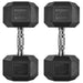 2 x 20kg Rubber Hex Dumbbell Portable Hand Weights - Little and Giant Explorers HOMCOM