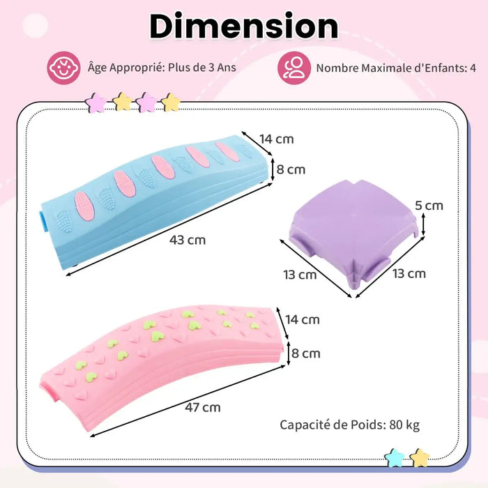 20-Piece Toddler Balance Tactile Board Set - Macaron Pink | Anti-Slip Design COSTWAY - Little and Giant Explorers Costway