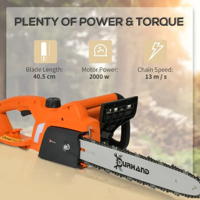 2000W Electric Chainsaw – Orange | 40.5cm Blade - Double Brake System DURHAND - Little and Giant Explorers DURHAND