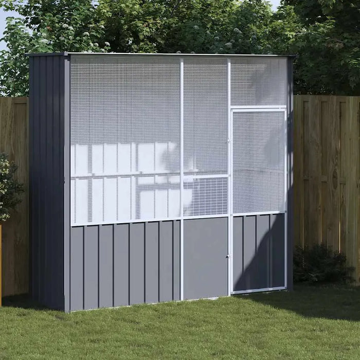 200cm Galvanised Steel Bird Aviary | Outdoor Anthracite Bird Cage with Lockable Door VIDAXL - Little and Giant Explorers vidaXL