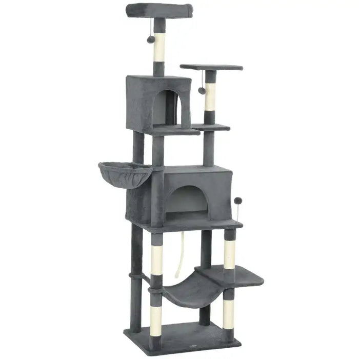 202cm Vertical Cat Tree – Dark Grey | Cat Houses, Hammocks and Perches PAWHUT - Little and Giant Explorers PawHut