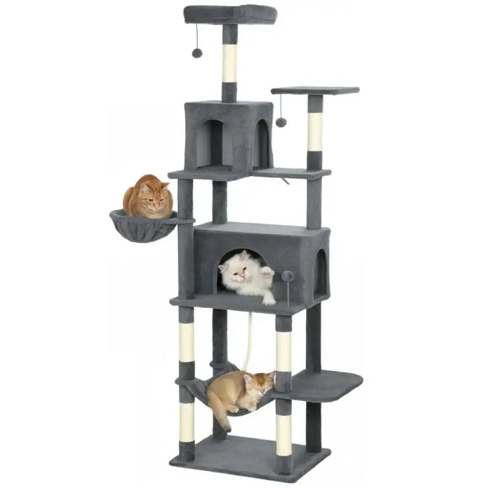 202cm Vertical Cat Tree – Dark Grey | Cat Houses, Hammocks and Perches PAWHUT - Little and Giant Explorers PawHut