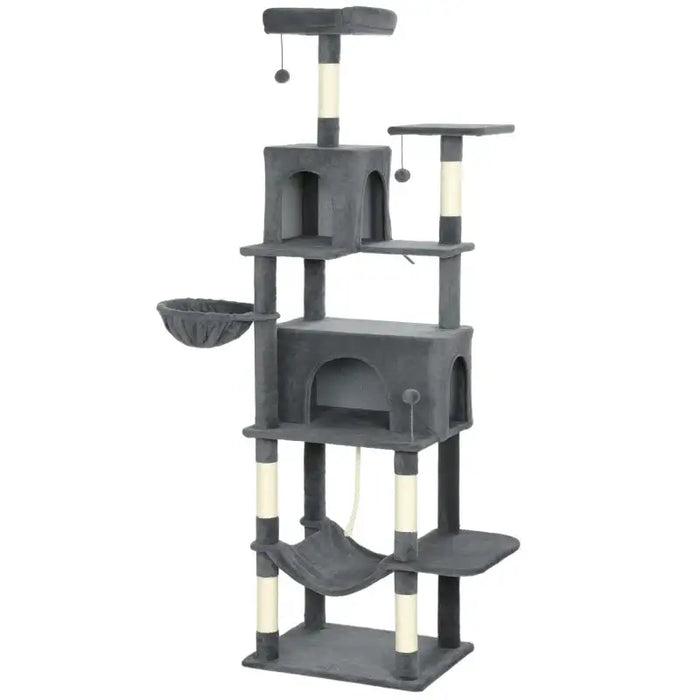 202cm Vertical Cat Tree – Dark Grey | Cat Houses, Hammocks and Perches PAWHUT - Little and Giant Explorers PawHut