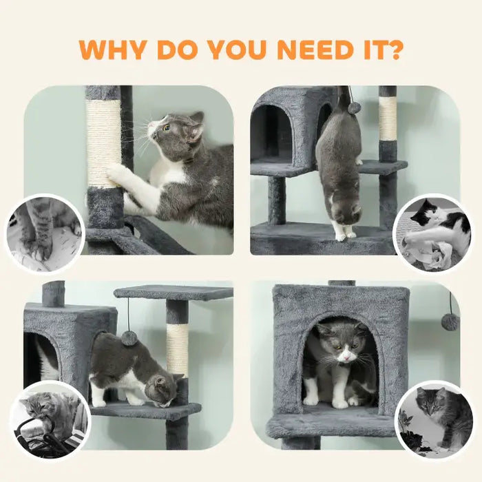 202cm Vertical Cat Tree – Dark Grey | Cat Houses, Hammocks and Perches PAWHUT - Little and Giant Explorers PawHut