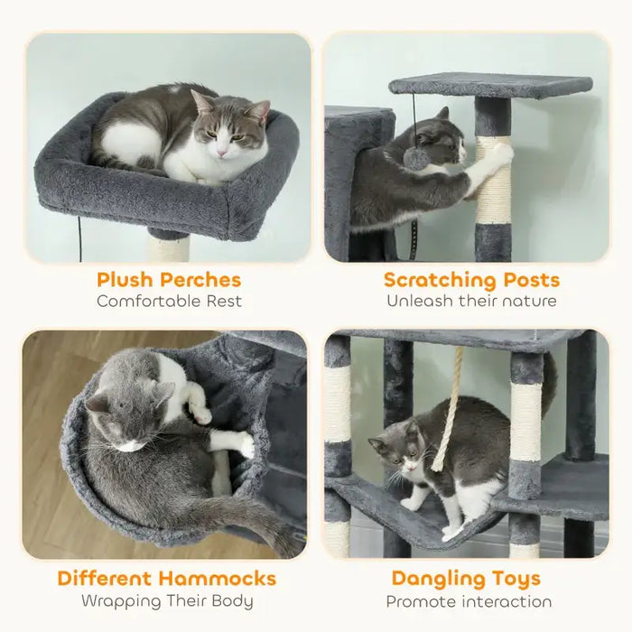 202cm Vertical Cat Tree – Dark Grey | Cat Houses, Hammocks and Perches PAWHUT - Little and Giant Explorers PawHut
