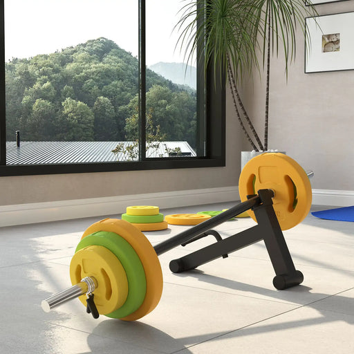 20kg Adjustable Barbell Set with Barbell Jack | Barbell Bar, Plates and Secure Fixings HOMCOM - Little and Giant Explorers HOMCOM