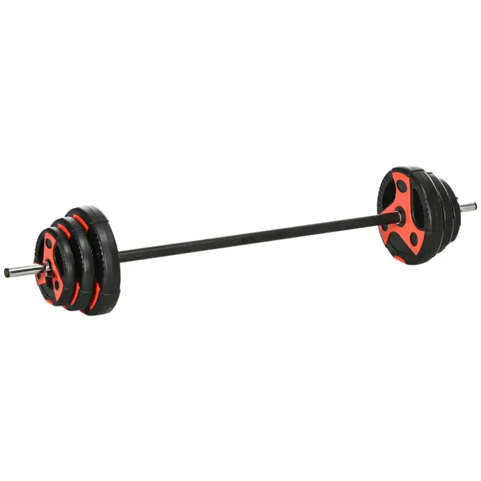 20kg Adjustable Barbell Weight Set – Red | PU Coated Plates with Non-Slip Barbell SPORTNOW - Little and Giant Explorers SPORTNOW