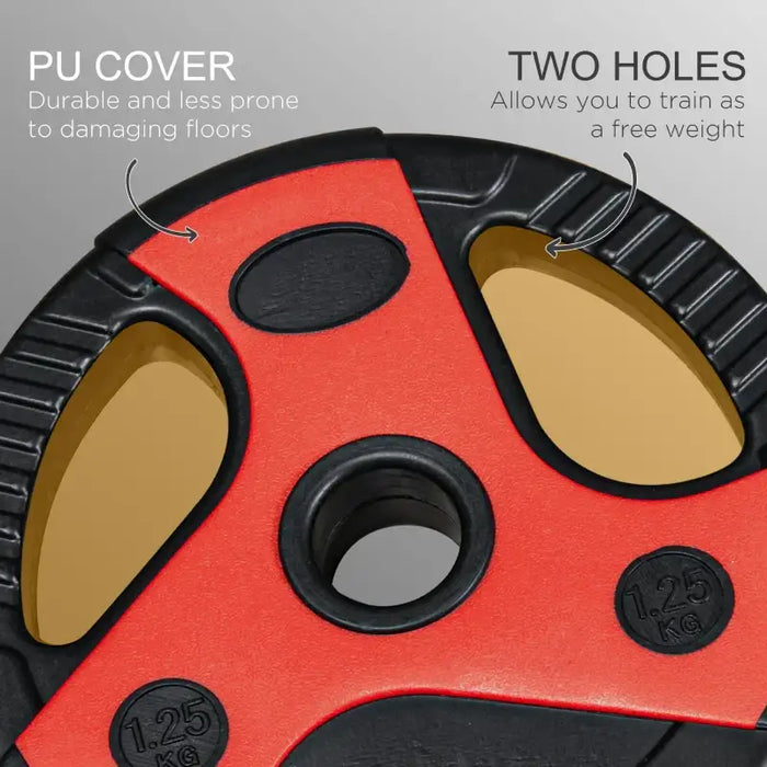 20kg Adjustable Barbell Weight Set – Red | PU Coated Plates with Non-Slip Barbell SPORTNOW - Little and Giant Explorers SPORTNOW