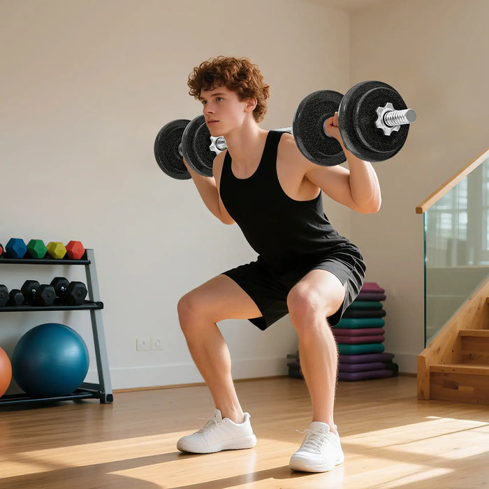 20kg Adjustable Dumbbell and Barbell Set | 2-in-1 Steel Weight Training Kit with Spinlocks SPORTNOW - Little and Giant Explorers SPORTNOW