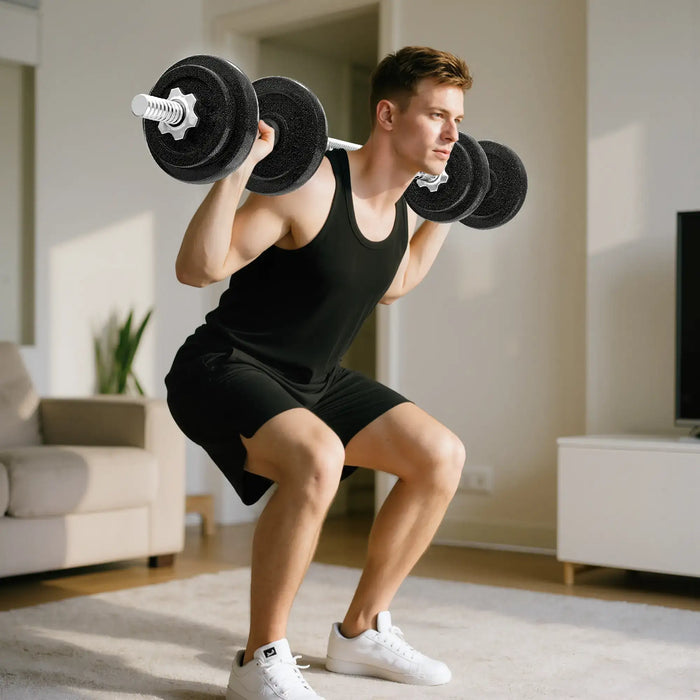 20kg Adjustable Dumbbell and Barbell Set | 2-in-1 Steel Weight Training Kit with Spinlocks SPORTNOW - Little and Giant Explorers SPORTNOW