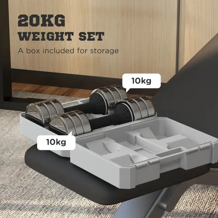 20kg Adjustable Dumbbell Set with Storage Box | Pair of Hand Weights SPORTNOW - Little and Giant Explorers SPORTNOW