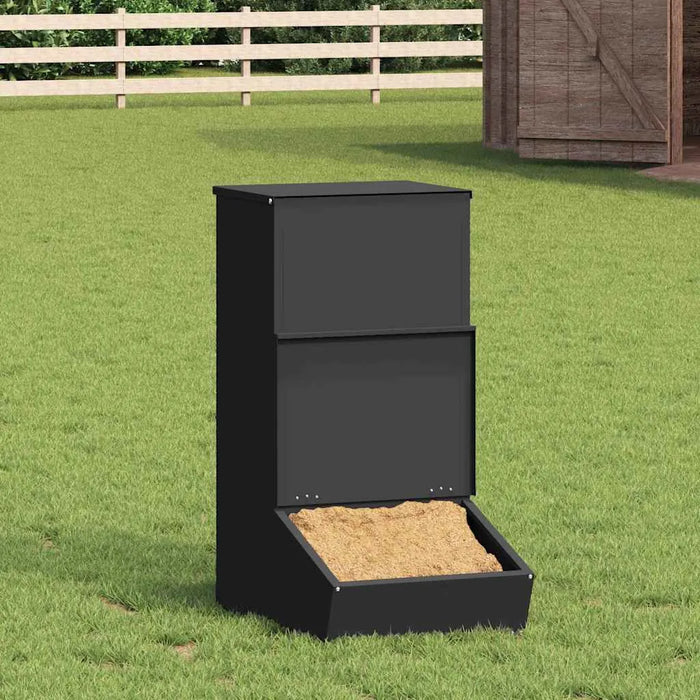 20kg Metal Pig Feeder – Black | Cold-Rolled Steel Feeder with Magnetic Doors VIDAXL - Little and Giant Explorers