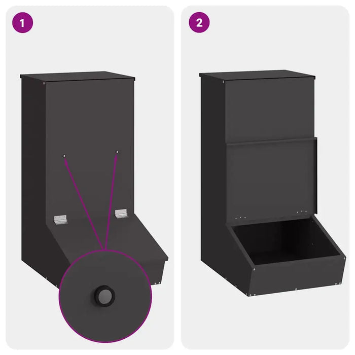 20kg Metal Pig Feeder – Black | Cold-Rolled Steel Feeder with Magnetic Doors VIDAXL - Little and Giant Explorers