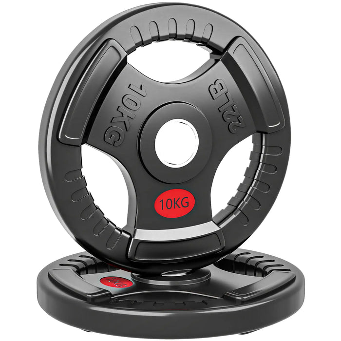 20kg Olympic Weight Plate Set – Black | 2x10kg Plates - Triple Grip and 5cm Centre Hole SPORTNOW - Little and Giant Explorers SPORTNOW