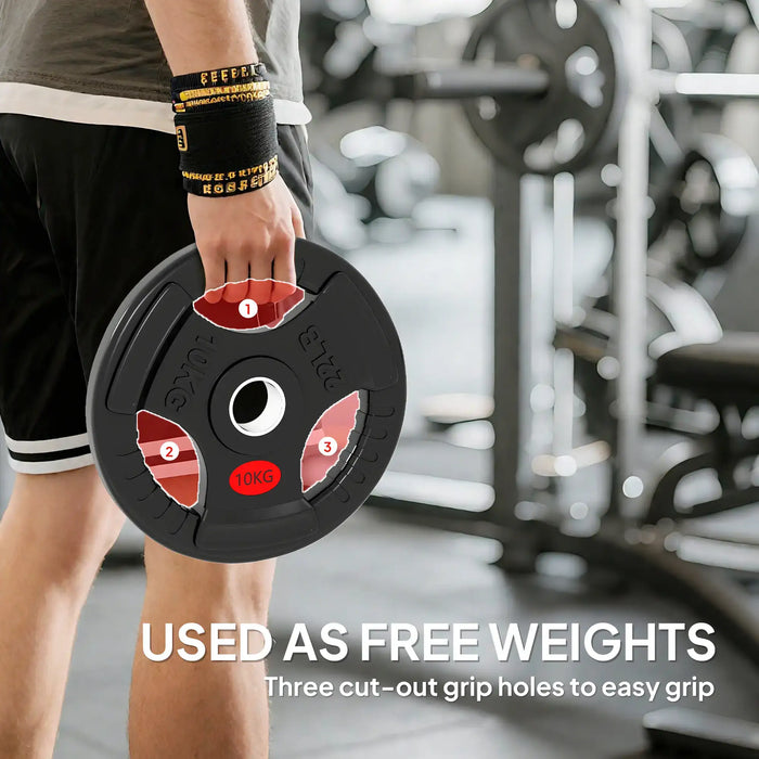 20kg Olympic Weight Plate Set – Black | 2x10kg Plates - Triple Grip and 5cm Centre Hole SPORTNOW - Little and Giant Explorers SPORTNOW