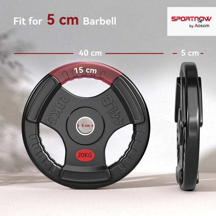 20kg Olympic Weight Plate – Triple-Grip Design | Steel Core with PVC Coating SPORTNOW - Little and Giant Explorers