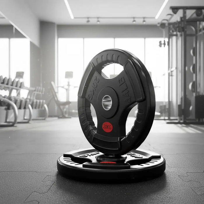 20kg Olympic Weight Plate – Triple-Grip Design | Steel Core with PVC Coating SPORTNOW - Little and Giant Explorers
